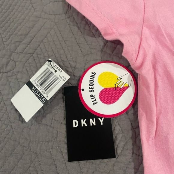 Girls XL 14/16 pink flip sequence DKNY t-shirt - Picture 5 of 7